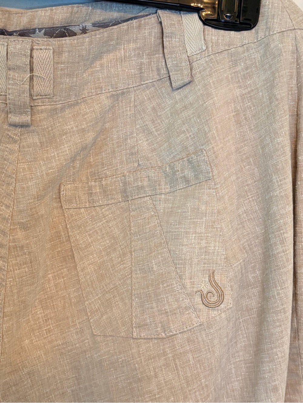 Boutique Hemp Blend Coastal Resort Shorts Neutral Oatmeal Quiet Luxury - Picture 7 of 8